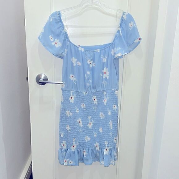 NWOT- ROWA Blue Flower Dress Size Small Stretchy - Picture 4 of 10